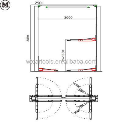 5000KGS 380v 2 Post Car Hoist هيدروليكية أسطوانة مزدوجة للسيارات الصغيرة