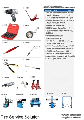 W-1.0/8 معدات ورشة عمل الإطارات مع ضاغط الهواء 10HP و 12T جاك الوقوف