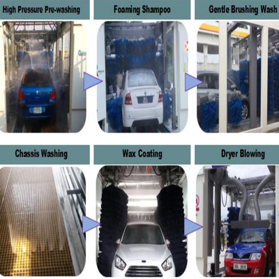آلة غسيل السيارات ذات النفقات الآلية بالكامل غسالة السيارات ذات الضغط العالي 10 فرش غسيل السيارات أنظمة غسيل السيارات ذاتية التحكم نظام تحكم PLC معدات غسيل السيارات الآلية