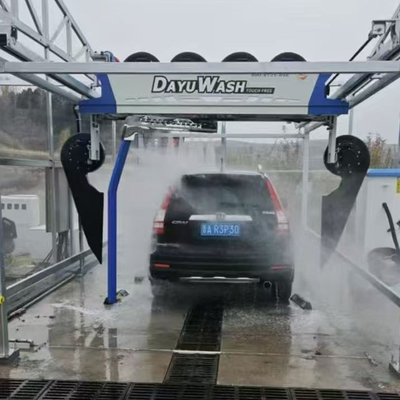 معدات غسيل السيارات ذات ذراع واحدة بدون لمس مع 6 مجففات و 8m Lx5mm Rail Size Touch Free Machine Automatic Car Wash Water Reclamation System