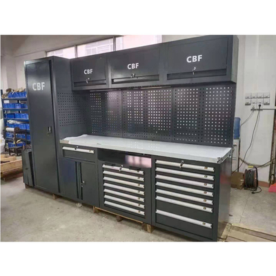 منضدة عمل كبيرة جديدة سوداء متحركة للجراج / لخزانة أدوات ورشة عمل فولاذية مدمجة