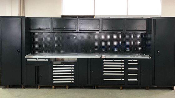 منضدة عمل كبيرة جديدة سوداء متحركة للجراج / لخزانة أدوات ورشة عمل فولاذية مدمجة