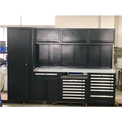 منضدة عمل كبيرة جديدة سوداء متحركة للجراج / لخزانة أدوات ورشة عمل فولاذية مدمجة