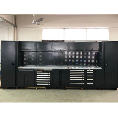 منضدة عمل كبيرة جديدة سوداء متحركة للجراج / لخزانة أدوات ورشة عمل فولاذية مدمجة