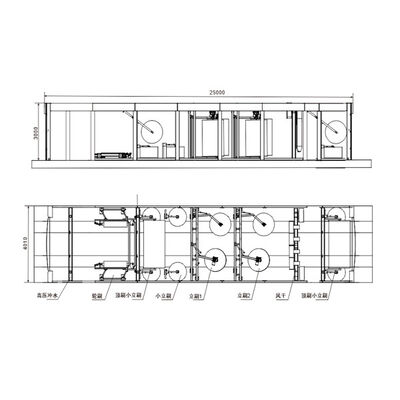 سلسلة الكابلات المسطحة معدات غسل السيارات الآلية مع 14 فرشاة غسالة السيارات الآلية مع 6 صبغات